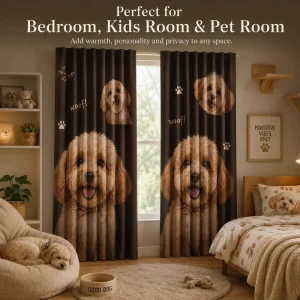 Custom Pet Photo Printed 3D Printed Translucent Blackout Curtains Personalized Dog Cat Portrait Grommet Spandex Eco-Friendly
