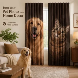 Custom Pet Photo Printed Eco-Friendly 3D Printed Blackout Window Curtains Personalized OEM ODM for Home Decoration