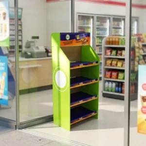 Custom Pets Snacks Paper Display Stand with 3 4 Shelves Racks Single Sided Quick Installation