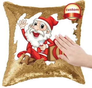 Custom Photo Christmas Anime Sequin Pillow Case, Sublimation, Zipper, Sofa Cushion