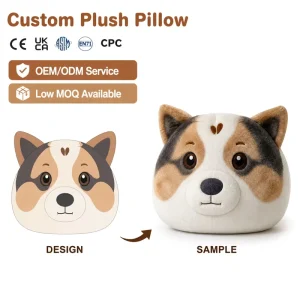 Custom Plush Corgi Dog Pillow Manufacturer Custom Cute Children’s Stuffed Animal Toy Custom Plush Pillow