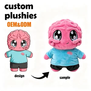 Custom Plush Factory Cute Brain Style Soft Plush Anime Mascot Dolls PP Cotton Blind Box Plush Toy Custom Design for 3 Years Old