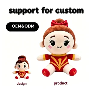 Custom Plush Girl Mascot Custom Anime Figure Personalized Stuffed Figure PP Cotton Stuffed Toy With Embroidered Logo