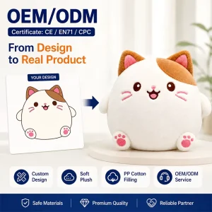 Custom Plush Toy OEM ODM Service From Design to Real Product CE EN71 CPC Certified Personalized Stuffed Animal Mascot Soft Toy