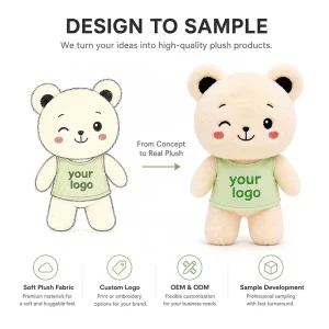 Custom Plush Toy Teddy Bear Design to Sample Service OEM ODM Personalized Mascot Stuffed Animal From Artwork