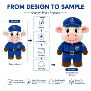 Custom Plush Toy Uniform Cow Wearing Glasses OEM Stuffed Animal Toy Manufacturer Specializing Original Character Design