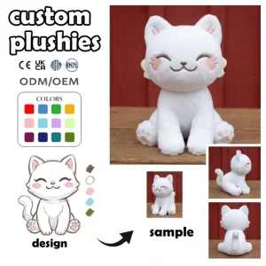 Custom Plush Toys Manufacturer Fluffy Mini Smiling Cat Pet Themed Cafe Decor Plushie Doll Keychain