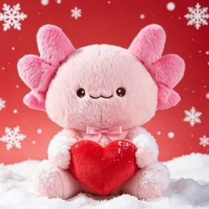 Custom Plush Toys Manufacturer Stuffed Plush Toy Axolotl Valentine Gift Custom Christmas Valentine Axolotl Plush Toy with Heart