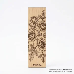Custom Plywood Bookmark Bespoke Laser Engraved Floral Design Personalized Wooden Book Mark Hand drawn Sketch to Product