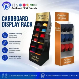 Custom Pop Floor Standing Wall Cardboard Display Rack Baseball Bucket Hat Rack Display Hat Paper Display Stand