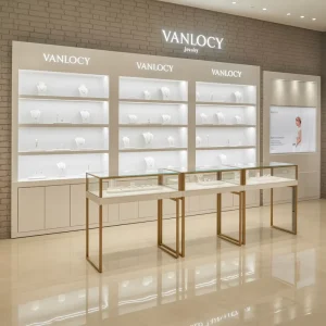 Custom Portable Exhibition Jewelry Display Showcase Counter with LED Glass Cabinet