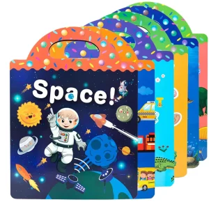Custom Portable Reusable Kids DIY Sticker Book Printing Puzzle Scene Activity Book with Grip Handle Different Themes