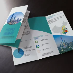 Custom Premium Offset Printed Brochure – Tri-Fold Art Paper Corporate Marketing Promotional Leaflet for Brand Presentation