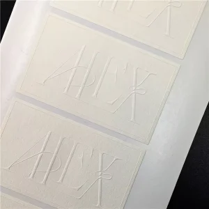 Custom Print Color Special Textured Paper Embossed Labels Sticker Brand Logo Business Stickers