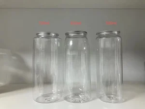 Custom Print Disposable Plastic Jar Cola Coffee Soda Beverage Bottle Transparent PET Pop Sealable Can With Aluminum Lid