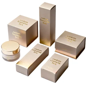 Custom Print Luxury Biodegradable Cosmetic Packaging Box Perfume And Skin Care Set Gift Box With Gold Stamping And Embossing