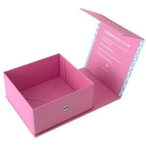 Custom Print Pink Flat Pack Magnetic Gift Box with Brand Story Print for Apparel Accessories