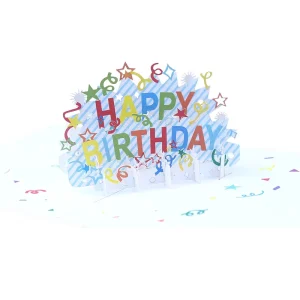 Custom Printed 3D Pop up ‘Happy Birthday’ ‘Thank You’ Business Paper Product Handmade Envelope Greeting Cards