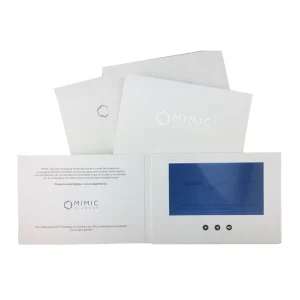 Custom Printed 7 Inch Green Video Brochure Card Digital Business Book with LCD Display Paper Gift Card for Advertising