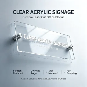 Custom Printed Acrylic Signs Minimalist Stylish Commercial Plates Easy Installation Fit for Office Hospital Salon Art Deco