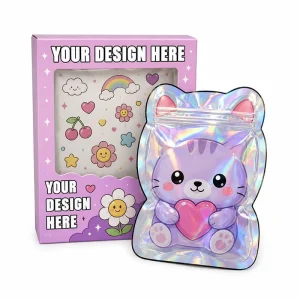 Custom Printed Box and Bag Special Shaped 3.5 Mylar Packaging Mylar Bags With Box Set Holographic Mylar Bags with Box