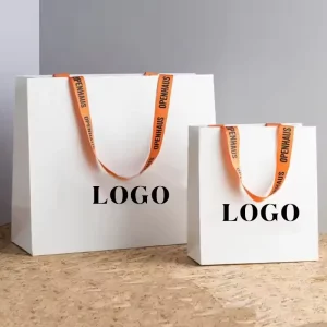 Custom Printed Brand Logo Design Luxury Clothing Retail Gift Shopping Coated Screen Printed Recycled Materials Black Jewellery