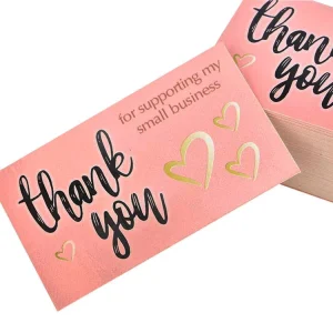 Custom Printed Cardboard Offset Paper Business Greeting Cards with Gold Foil Embossing for Birthday Wedding Thank You Notes