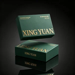 Custom Printed Corrugated Paper Box Board Gift Box Forest Green Matte Gold Foil Stamping for Ecommerce Packaging Box