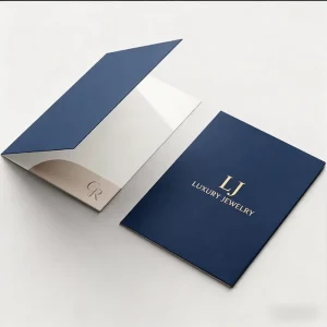 Custom Printed Eco-friendly Waterproof Oil-proof Fancy Paper Cardboard Folder With Pocket Design And Business Card Slot