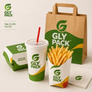 Custom Printed Fast Food Packaging Set with Disposable Paper Cup Fries Box Burger Box Takeaway Bag and Napkin Set for QSR Stores