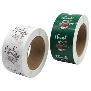 Custom Printed Floral Round Shaped Sticker Labels Roll Removable Adhesive Scrapbooking Gift Packaging Creative Projects Stickers