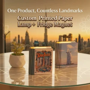 Custom Printed Folded Paper Lamp Fridge Magnet Dubai Style Design Soft Warm LED Light Home Decor Or Gift Shop Scenery Design