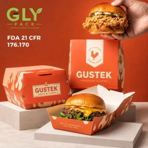 Custom Printed Food Grade White Kraft Burger Box Disposable Paper Packaging for Fries Fried Chicken and Takeaway