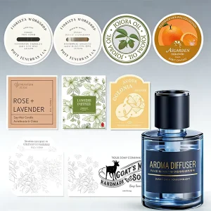 Custom Printed Logo Design Pattern Perfume Cosmetic Adhesive Stickers Bottle Labels Skincare Packaging Decals