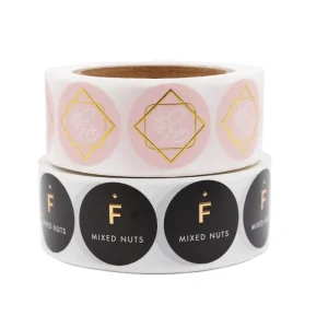 Custom Printed Logo Labels for Packaging Vinyl Waterproof Sticker Printing Roll Label Round Stickers