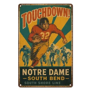 Custom Printed Logo Retro Football Metal Sign for Sports Bar Pub Club Restaurant Game Room