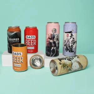 Custom Printed Metal Beer and Cola Shaped Tin Cans With Removable Lids For Clothing Gift Packaging Socks and Towels