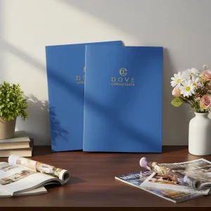 Custom Printed Office Presentation Brochure Folder with Gold Foil Stamping UV Coating on Offset Paper & Cardboard