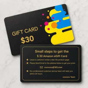 Custom Printed Paper Card for E-commerce Floral Thank You Note with Review Request and Promotional Gift Card Insert