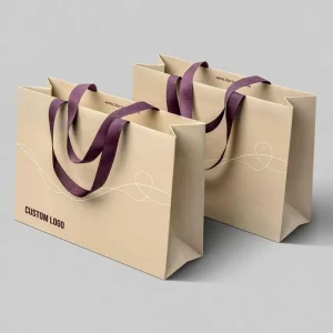 Custom Printed Personalized Gift Bags Packaging Recyclable Premium Luxury Clothing Cardboard Paper Shopping Tote Bag With Logo