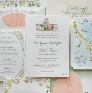 Custom Printed Premium Luxury Wedding Invitations Elegant Minimalist Designs with Traditional Embossed Invitation Cards