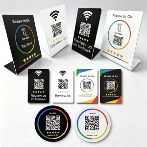 Custom Printed RFID NFC Tap Card NFC215/213/216 ISO PVC Waterproof Social Media Payment Counter Display Stand Card