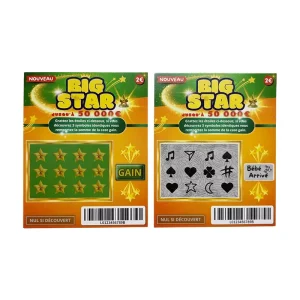 Custom Printed Scratch Off Lottery Cards Promotion Instant Win Game Tickets with Silver Scratch Panel Roll Packing