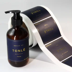 Custom Printed Shampoo Label Waterproof Gold Foil Printing Gloss Lamination Bottle Label with Low Temperature Resistant Feature