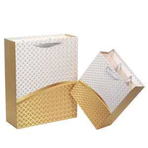 Custom Printed Spot UV Clothing Packaging Retail Gift Paperboard Bags Aluminum Foil Stamping Ivory Recycled Materials Carton