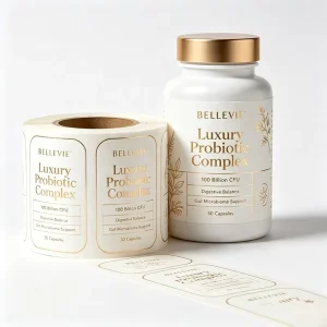 Custom Printed Waterproof Stickers For Healthcare Dietary Supplement Bottle Packaging Labels