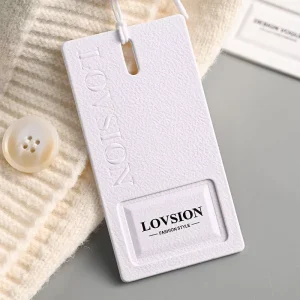 Custom Printing Brand Name Logo Clothing Hollow Out Swing Tag Garment Labels Die Cut Embossed Paper Hang Tags Business Card