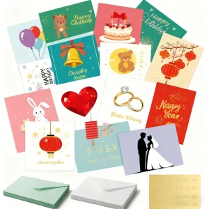 Custom Printing Bulk Greeting Cards Happy Birthday Christmas Spring Festival New Year Wedding Greeting Card With Envelopes