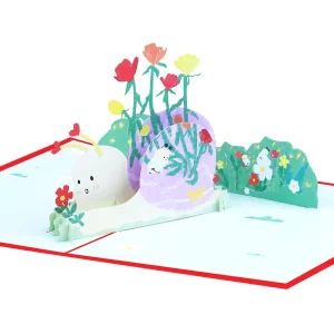 Custom Printing Laser Cut 3D Pop up Thank You Cards Snail Greeting Cards for Best Wishes Mother’s Day Gift