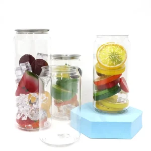 Custom Printing Logo High Quality Transparent Plastic Can Soda Drinking Bottle With Aluminum Customized PET Cans